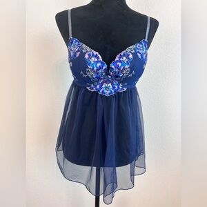 Victoria's Secret Blue Embroidered Babydoll Size 34C